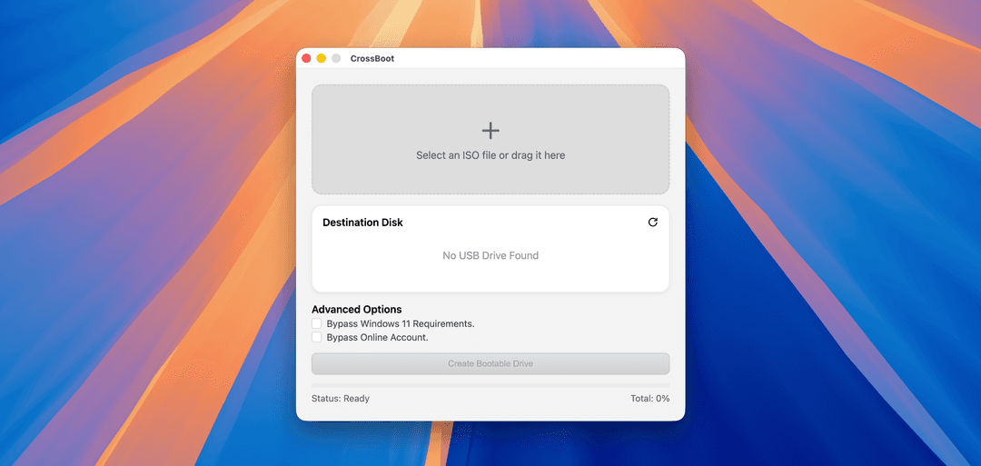 CrossBoot - Windows Bootable USB Creator on macOS